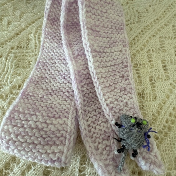 Other - Kids Knitted Scarf with Mouse Accessory - Pink and Gray